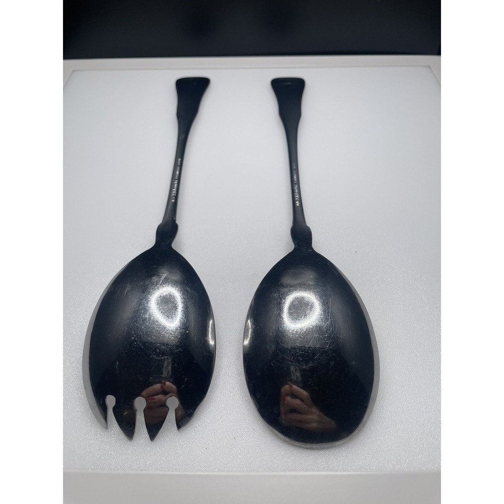 Vintage 1960s Rogers 18/0 Stainless Flatware Cutlery. 10" Serving Spoon & Spork - Picture 10 of 13